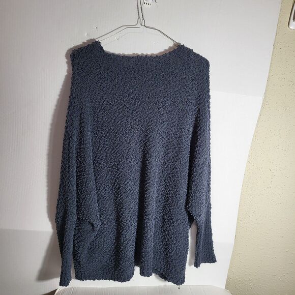 Umgee Blue Chunky Oversize Sweater Tunic Popcorn Womens L - Picture 3 of 5
